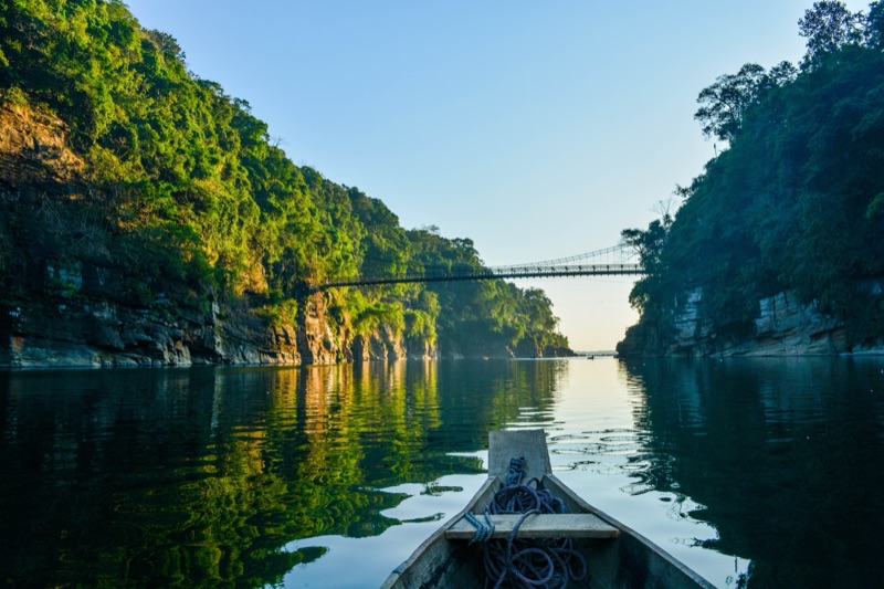 Dawki River boat ride in Meghalaya — shared sumo taxis between towns cost ₹200-500, making northeast India travel affordable