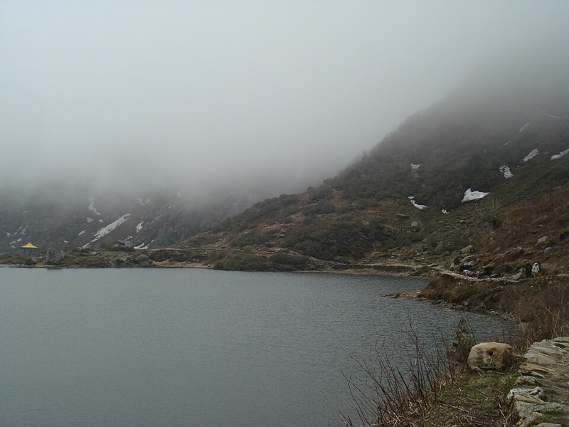 Tsomgo Lake in Sikkim at 3,753 metres — a sacred glacial lake surrounded by mountains